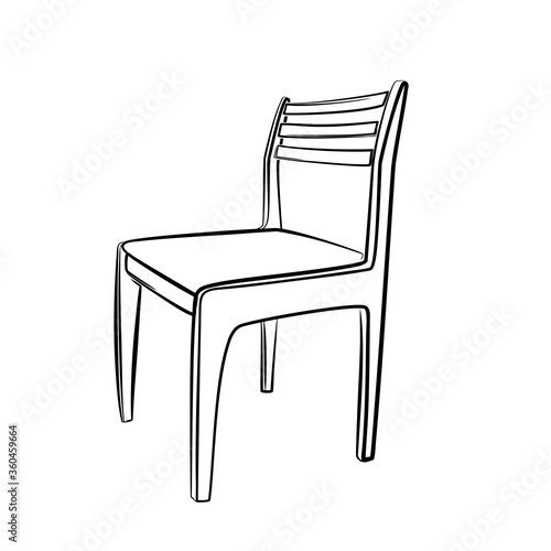 A chair with a back. Linear contour vector illustration on a white background