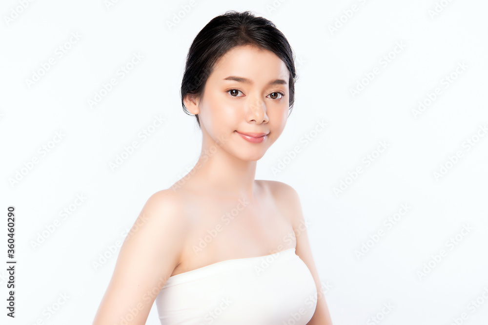 Beauty Woman face Portrait, Beautiful Young Asian Woman with Clean Fresh Healthy Skin, Facial treatment. Cosmetology, beauty and spa, isolated on white background. Beauty Woman face Portrait, Beautiful Young Asian Woman with Clean Fresh Healthy Skin, Facial treatment. Cosmetology, beauty and spa, isolated on white background.