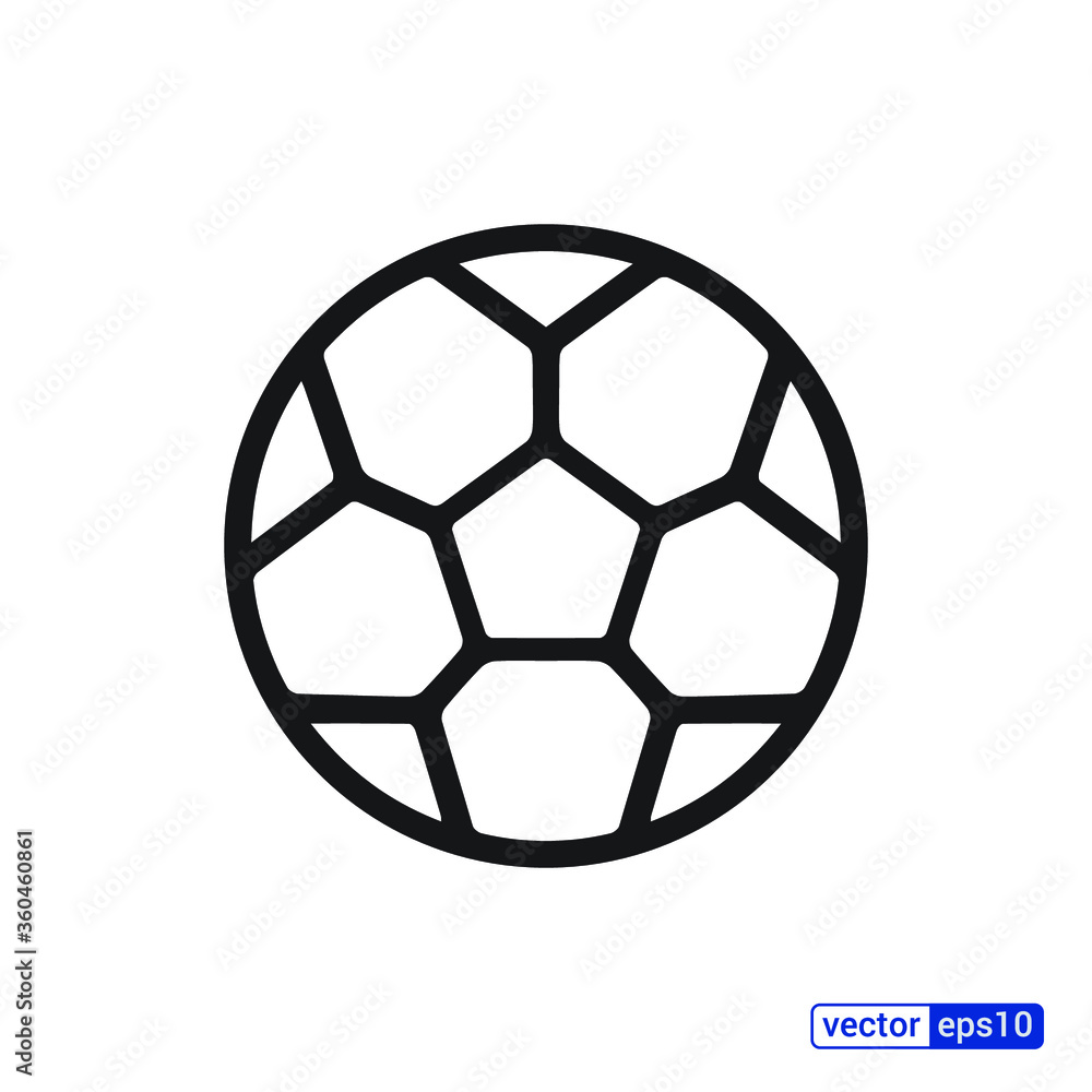 Soccer ball icon. Flat vector illustration in black on white background. EPS 10.