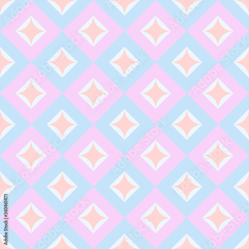 Abstract geometric vector seamless pattern. Contemporary design with simple  shapes . Colorful background with mosaic in retro or scandinavian style. © dinadankersdesign