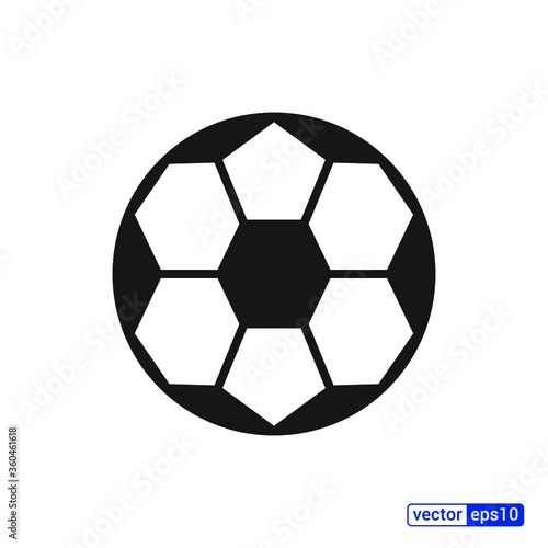 Soccer ball icon. Flat vector illustration in black on white background. EPS 10.