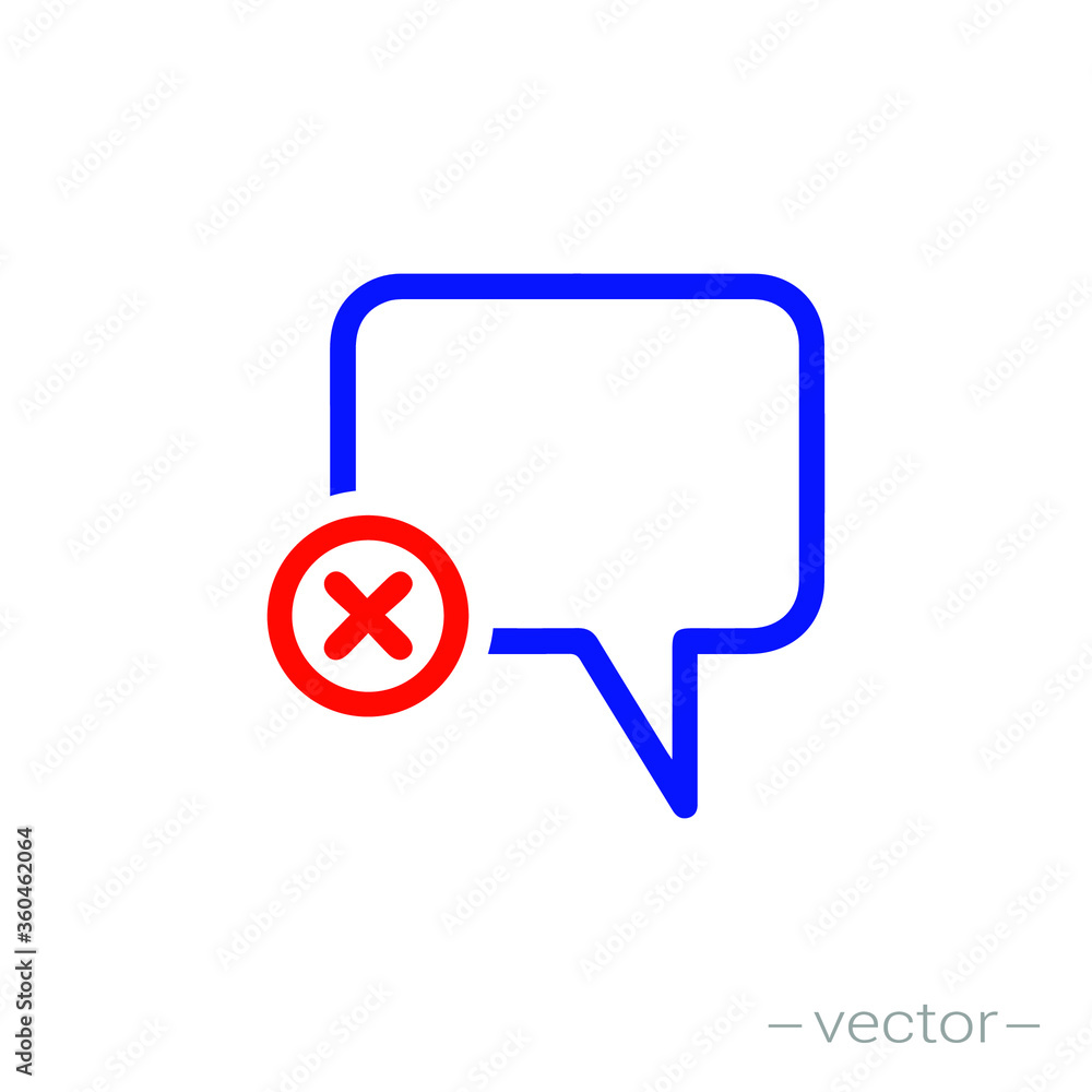 Naklejka premium Delete chat icon. Vector illustration. EPS 10.