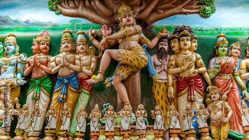 Wall sculpture of the gods in an indian temple