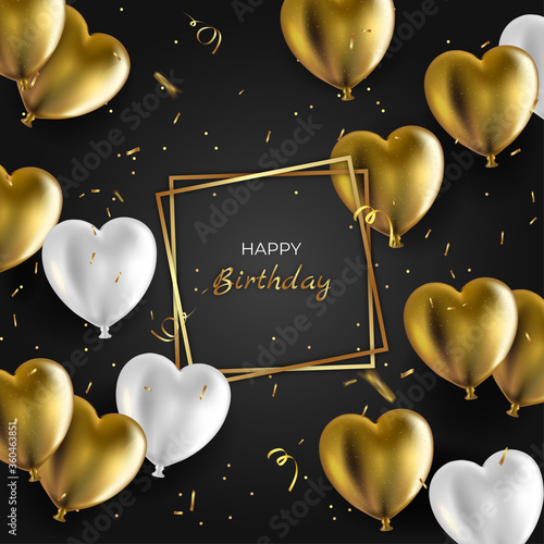 happy birthday background with realistic balloon.