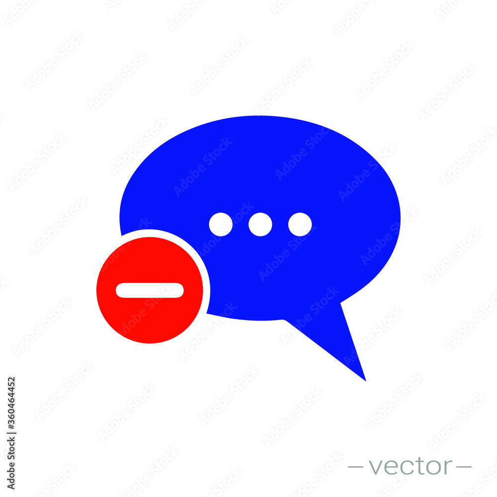 Naklejka premium Delete chat icon. Vector illustration. EPS 10.