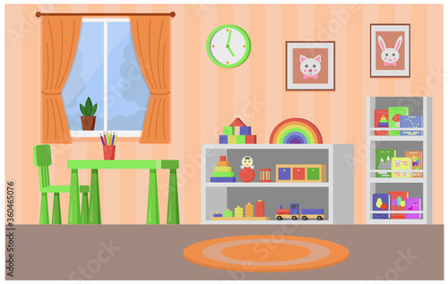 interior of children's room with toys