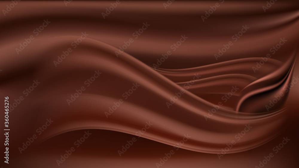 Chocolate wavy background. Milk chocolate wave and swirl, smooth satin ...