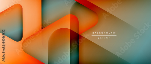 Triangle shapes geometric abstract background. 3D shadow effects and fluid gradients. Modern overlapping forms wallpaper for your text message