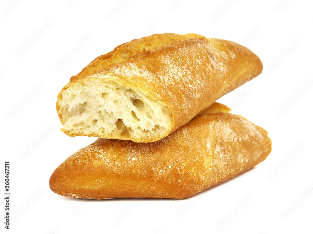 Fresh baguette bread isolated on white background Fresh baguette bread isolated on white background