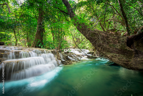 Huay Mae Khamin waterfall in tropical forest  Thailand 