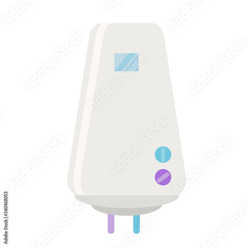 Water heater isolated on white background. Electric boiler flat icon.  Energy and cash savings smart system equipment. Vector illustration in cartoon style.