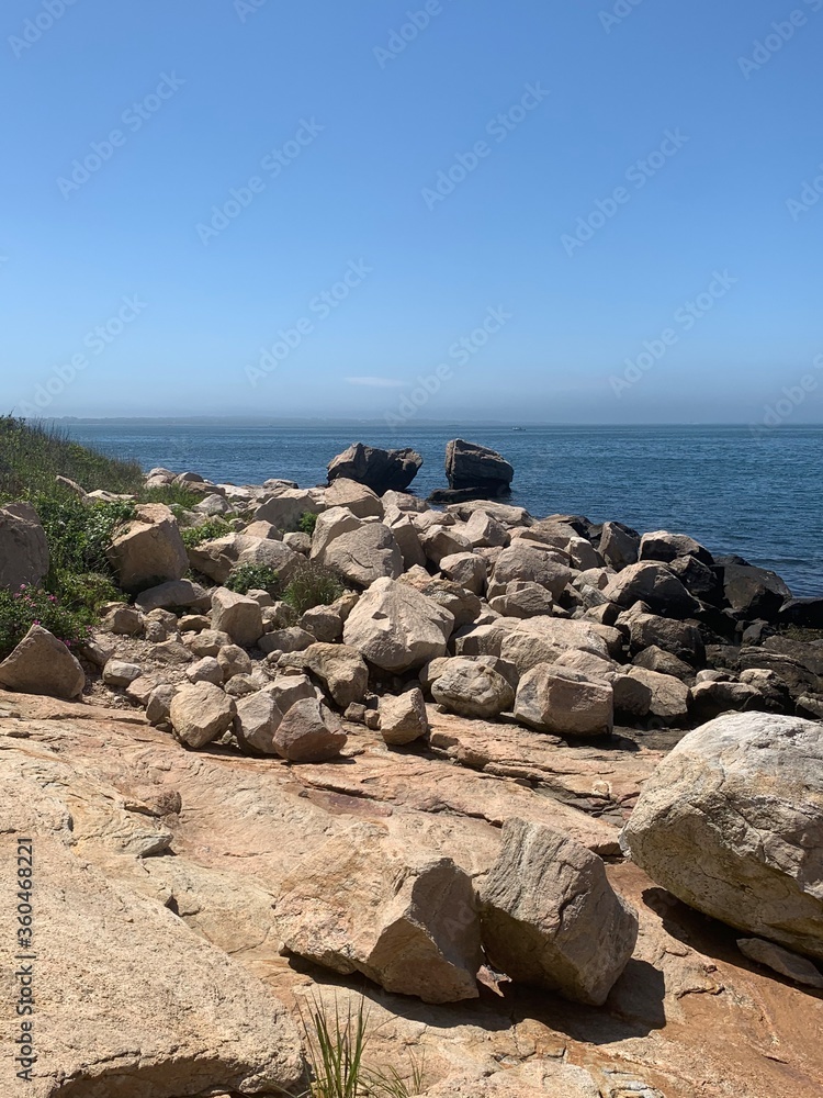 Coastal landscape of Bluff Point  park in Groton, Connecticut