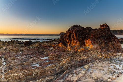 Winter's Sunrise at Surf Beach with Craggy Rocks