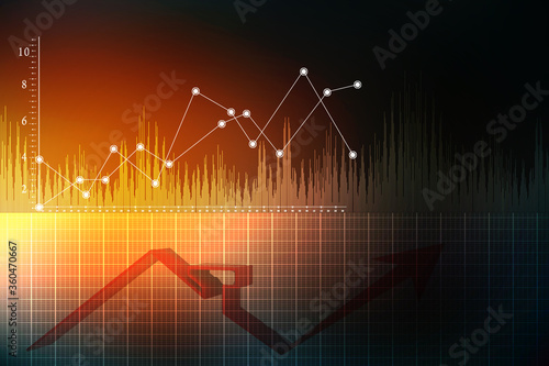 2d rendering Stock market online business concept. business Graph 