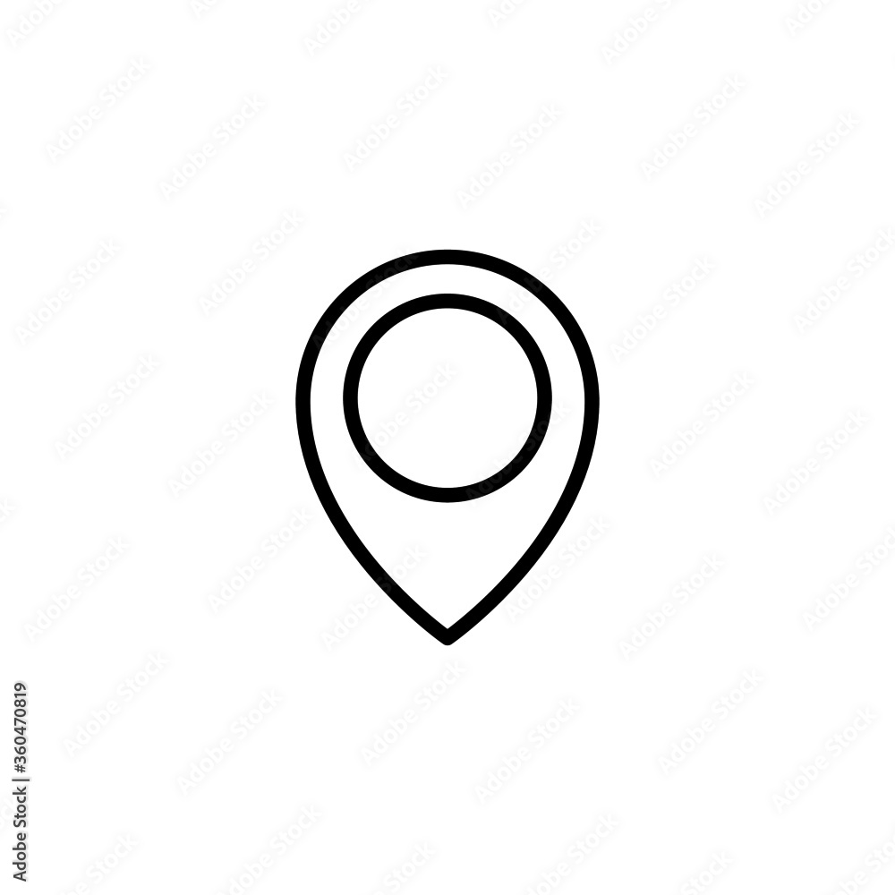 Map and map pointer vector icon in black line style icon, style isolated on white background Map and map pointer vector icon in black line style icon, style isolated on white background