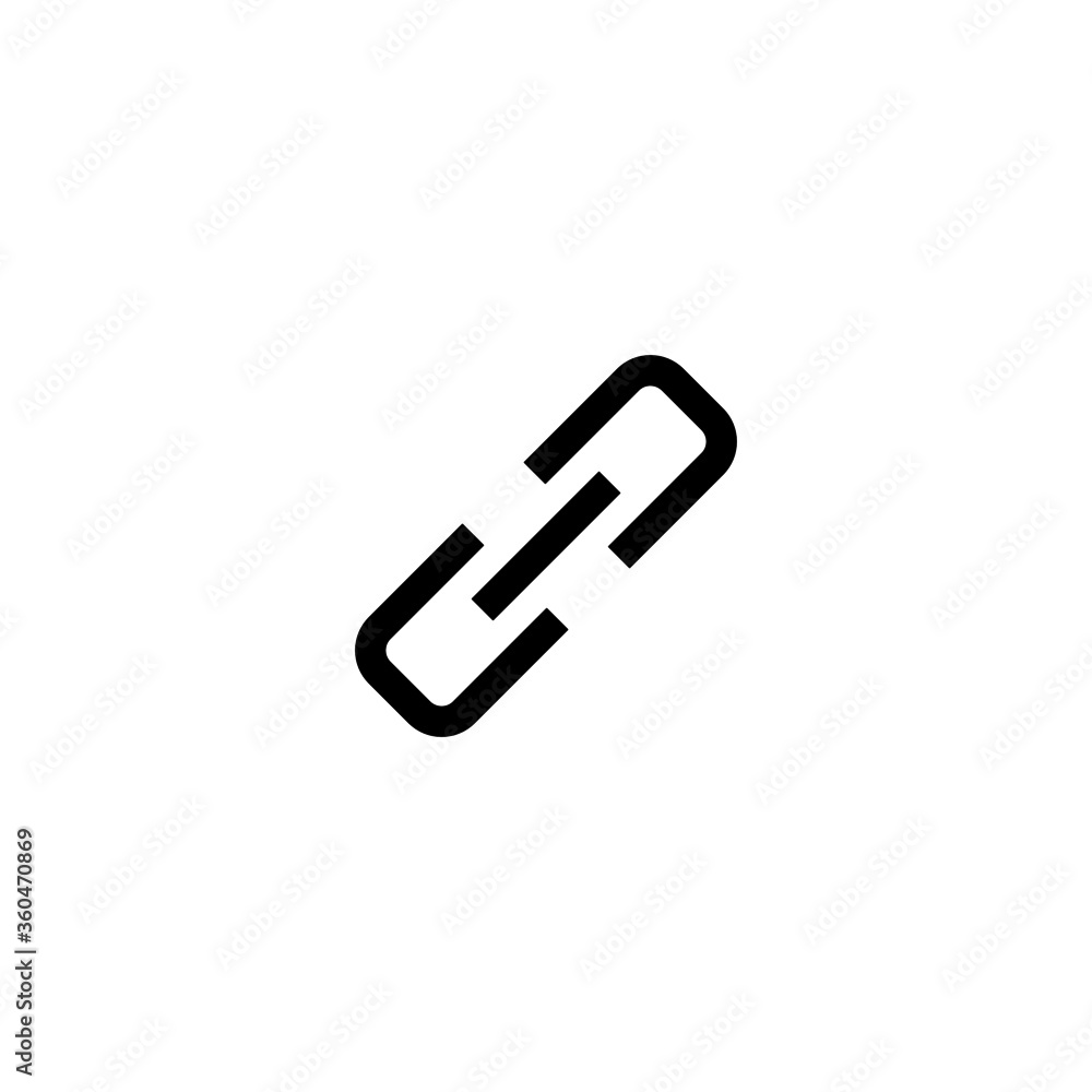 Link icon in black flat glyph, filled style isolated on white background Link icon in black flat glyph, filled style isolated on white background