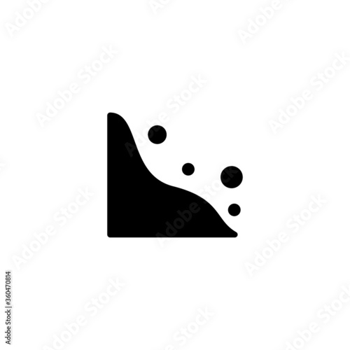 Landslide sign vector icon in black flat glyph, filled style isolated on white background