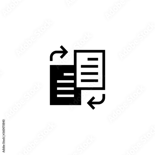 File Sharing Icon in black flat glyph, filled style isolated on white background