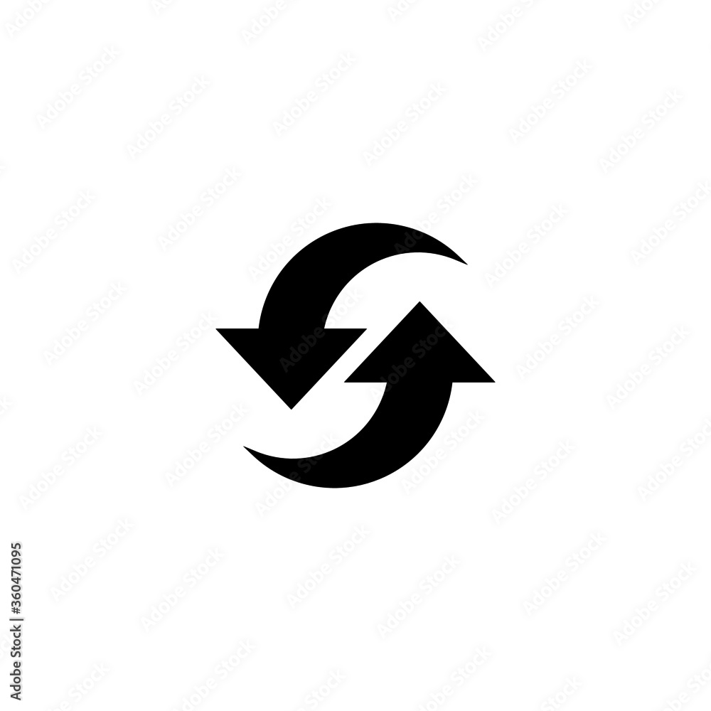 Update I in black flat glyph, filled style isolated on white background Update I in black flat glyph, filled style isolated on white background