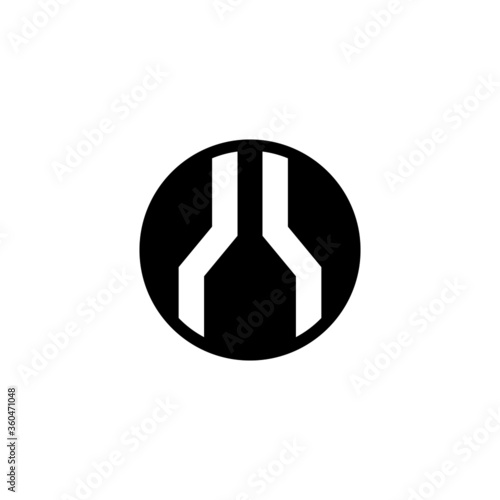 Narrow two lanes sign icon in black flat glyph, filled style isolated on white background