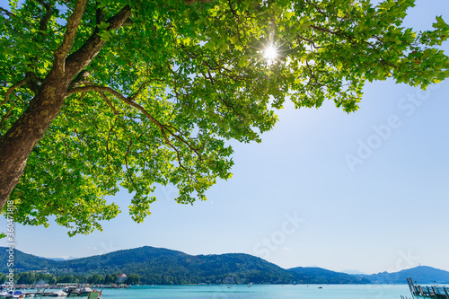 Fototapeta Naklejka Na Ścianę i Meble -   mountain lake. Panoramic view of beautiful mountain landscape.