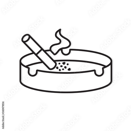 burning cigarette in ashtray icon- vector illustration