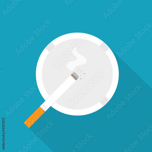 burning cigarette in ashtray icon- vector illustration