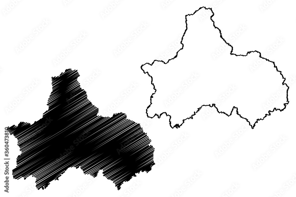 Chengdu City (People's Republic of China, Sichuan Province) map vector illustration, scribble sketch City of Chengtu map