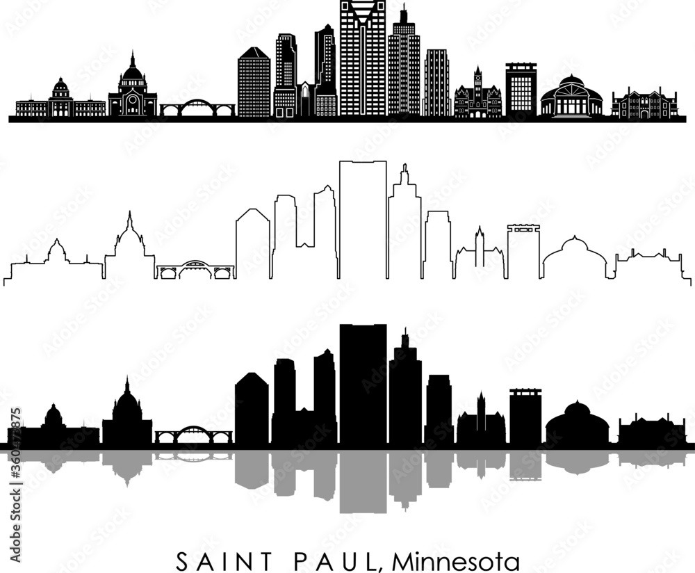 SAINT PAUL City Minnesota Skyline Silhouette Cityscape Vector
