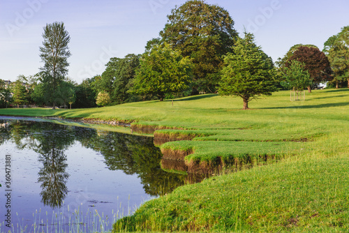 a bend in the River Bela at Dallam Park, Milnthorpe, Cumbria, England photo