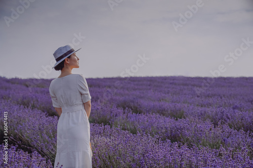 Girls in lavender field, dream purple, romantic and noble