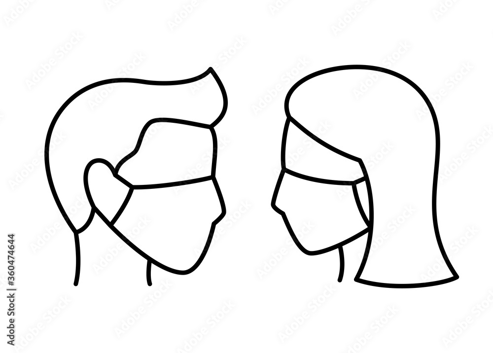 people in face mask line icon, vector pictogram of disease prevention. Protection wear from coronavirus, air pollution, dust, flu illustration people in face mask line icon, vector pictogram of disease prevention. Protection wear from coronavirus, air pollution, dust, flu illustration
