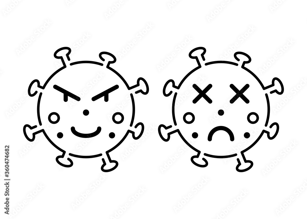 Coronavirus 2019-nCoV. Corona virus emoticon icons. Vector illustration Coronavirus 2019-nCoV. Corona virus emoticon icons. Vector illustration