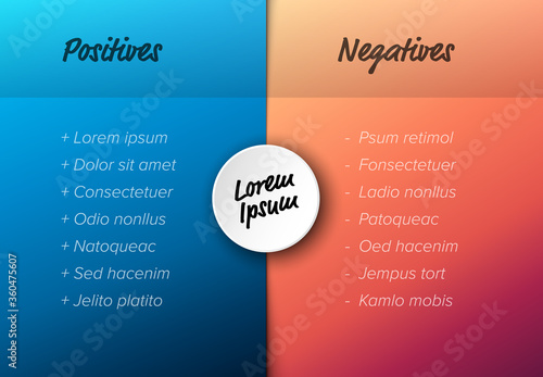 Vector pros and cons compare template table