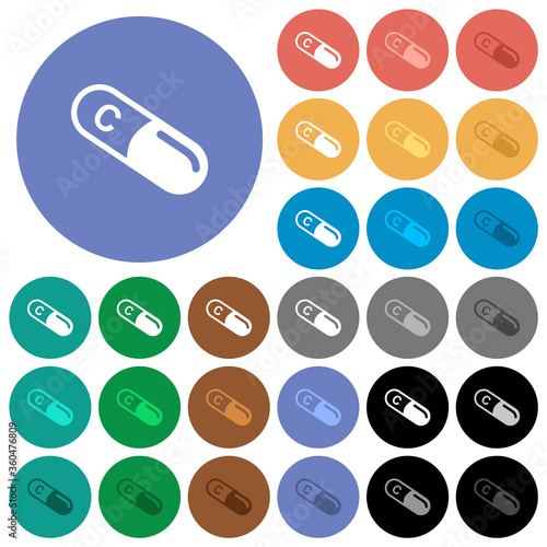 Vitamin C round flat multi colored icons photo