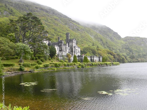 Connemara Ireland and Misty view of Kylemore Abbey