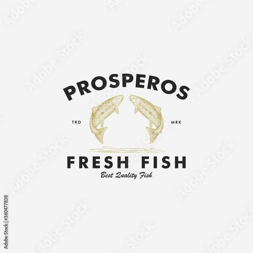 Vintage Fish Logo Design Illustration For Fish Shop
