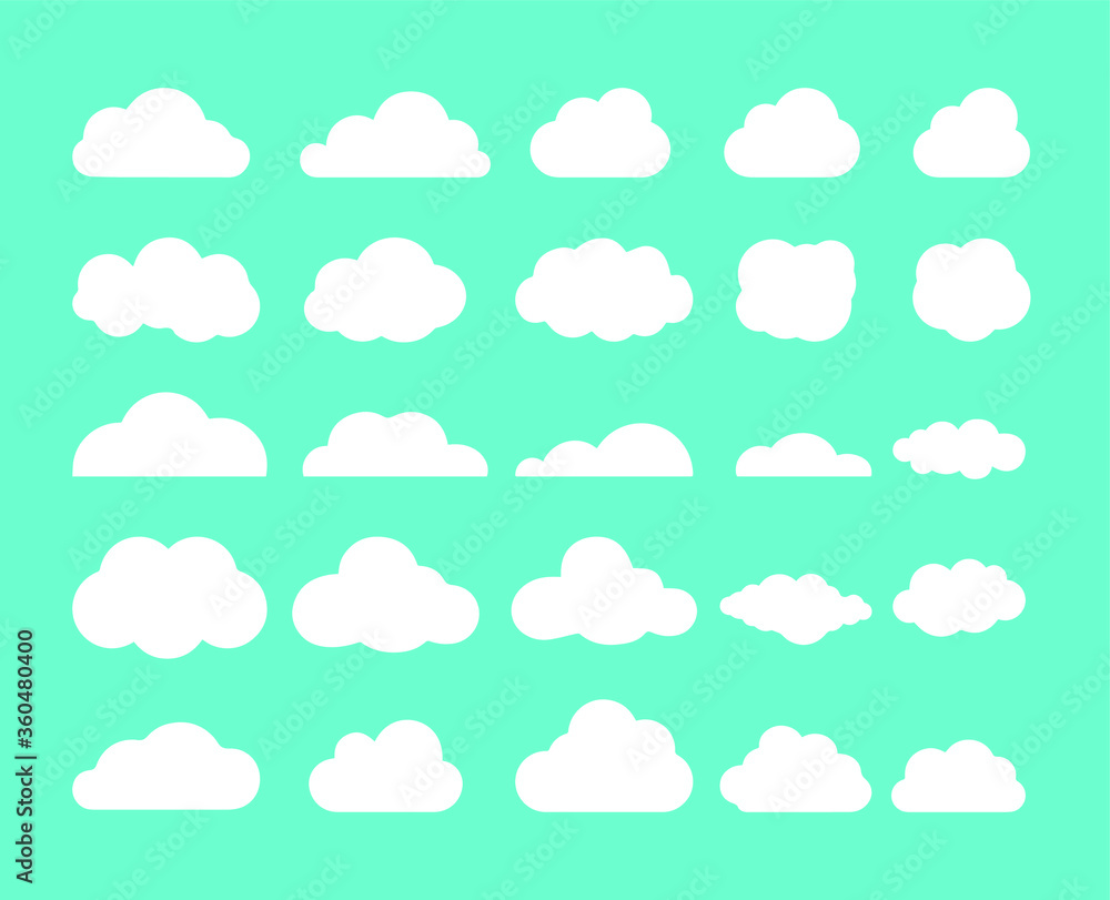 Set of cloud collection with flat style and green background. Vector illustration. EPS 10 Set of cloud collection with flat style and green background. Vector illustration. EPS 10