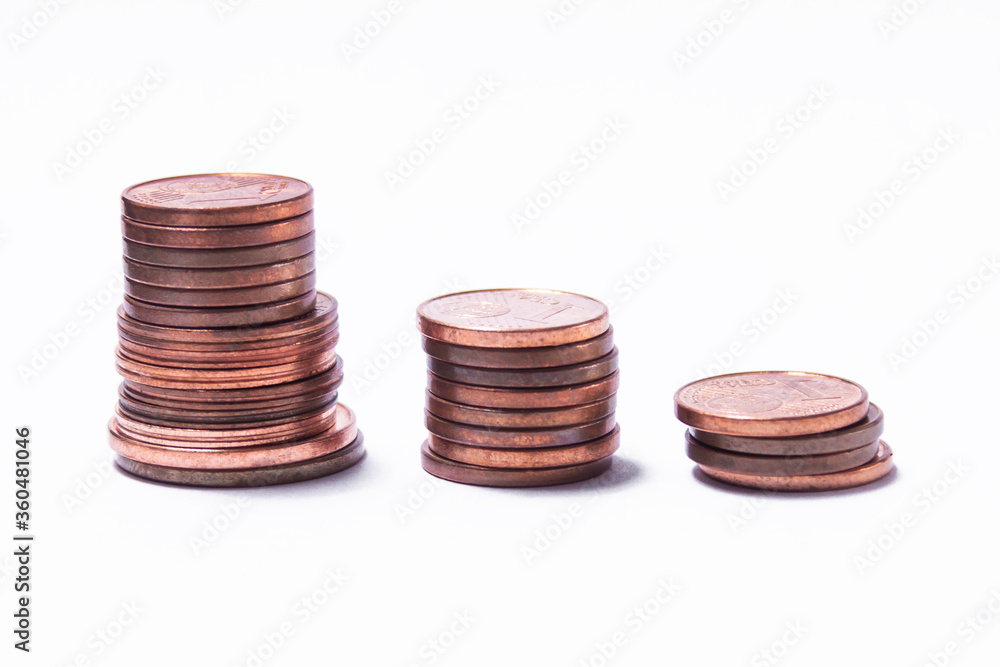 copper coins stockpiled in 3 columns copper coins stockpiled in 3 columns