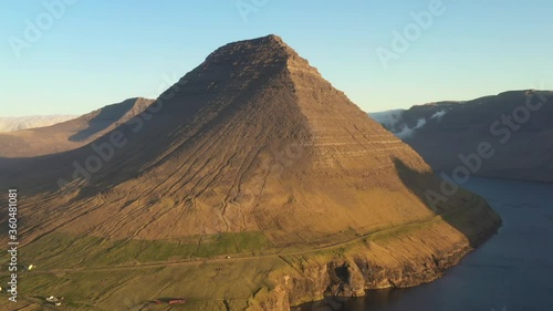 Drone Shot Of Mount Malinsfjall Over The Vidareidi Village photo