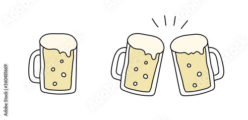 手書きのビールのイラスト 乾杯 素材 Stock Vector Adobe Stock