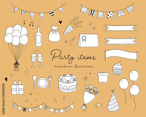 パーティーグッズの手書きのイラストのセット 誕生日 記念日 イベント Stock Illustration Adobe Stock パーティーグッズの手書きのイラストのセット 誕生日 記念日 イベント Stock Illustration Adobe Stock