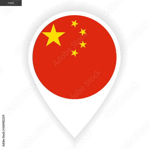 Free Download China marker icon with shadow on white background. China pin icon isolated on white background. - GFXLoad