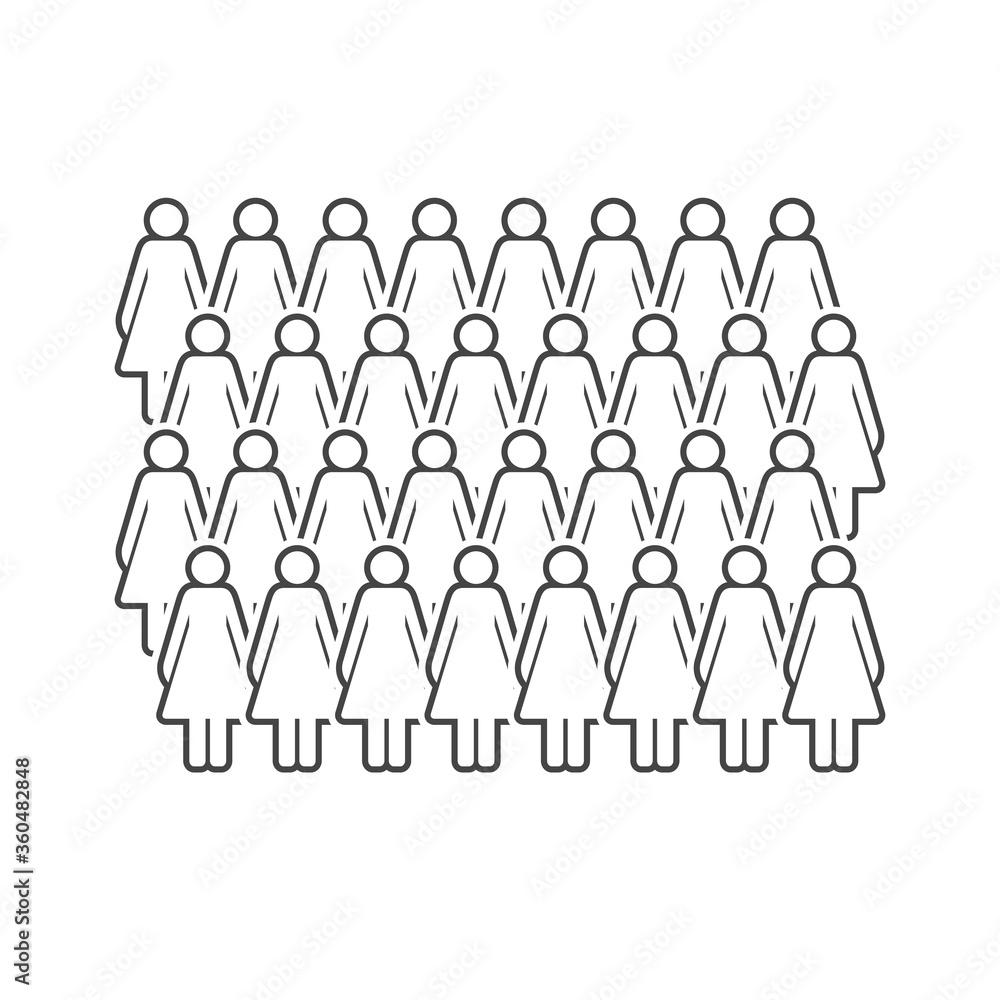 Large group of women. People simple line icons. Vector illustration Large group of women. People simple line icons. Vector illustration