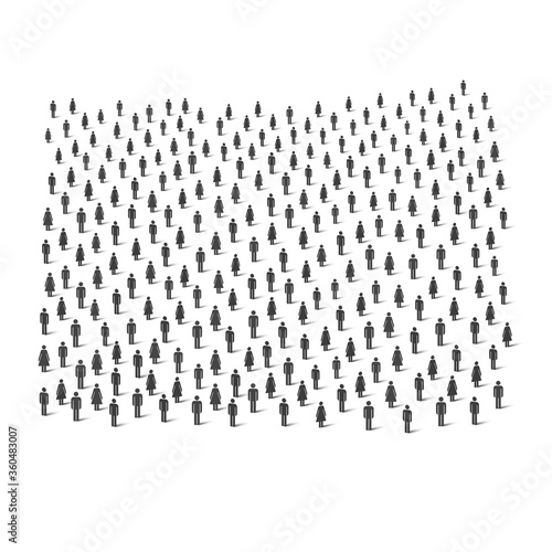 Mixed crowd of men and women. Population infographic element. People simple icons. Vector illustration