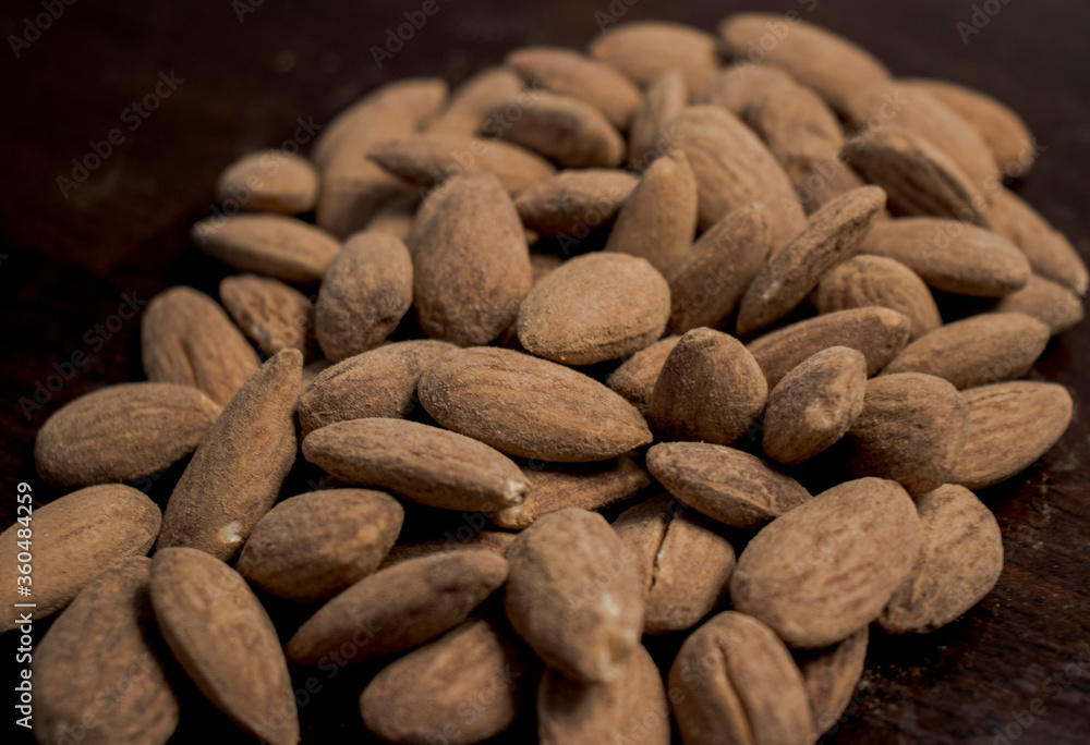 Closeup shot of a salted almonds Closeup shot of a salted almonds