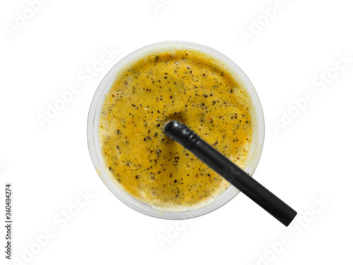 Passion fruit smoothie in takeaway cup