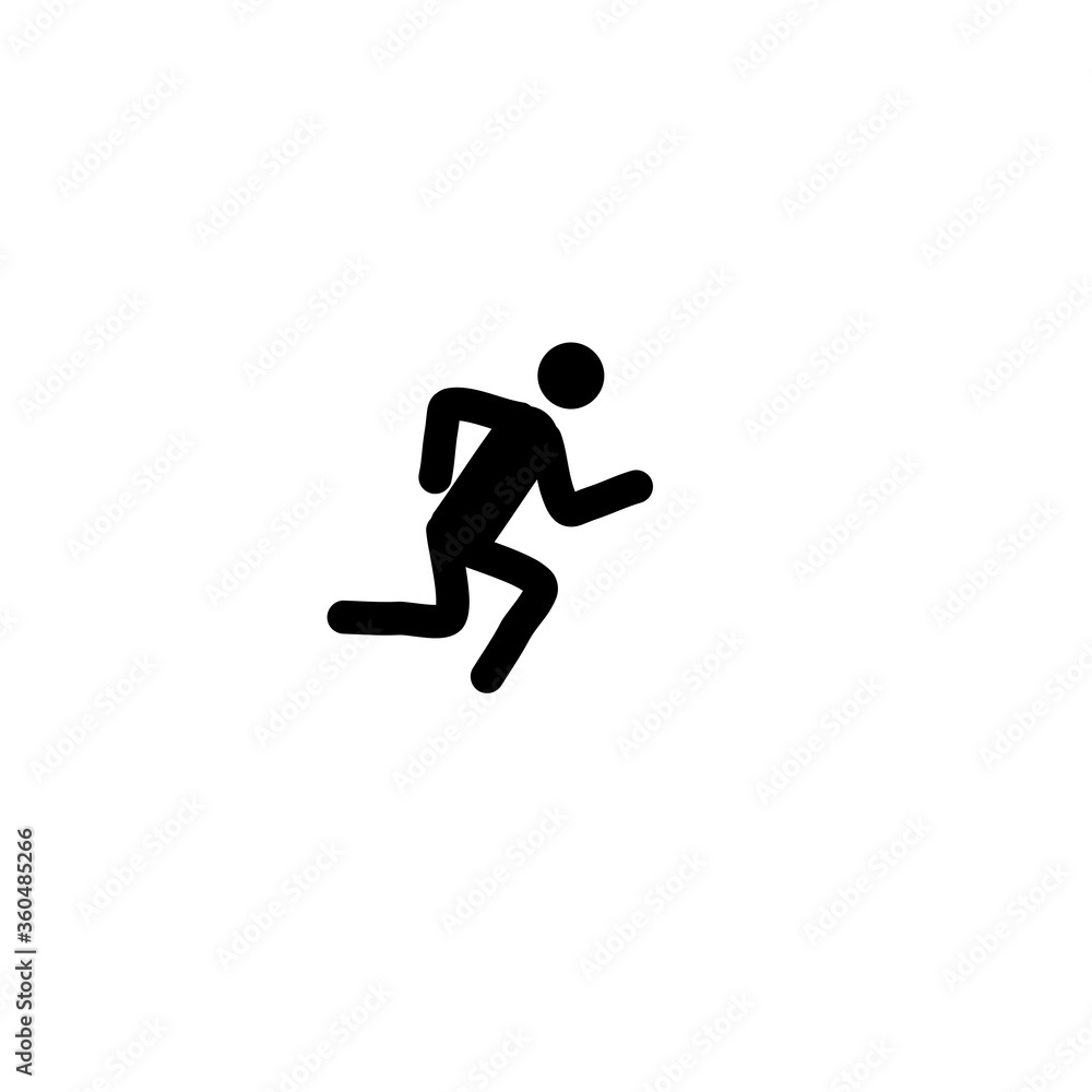 stick man doing sports running isolated on white background