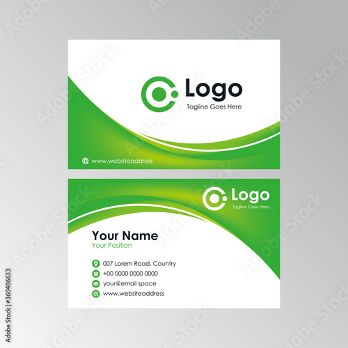 abstract smooth fresh green curvy business card design, professional stylish name card template vector