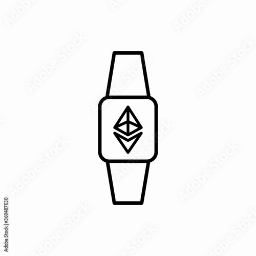 Outline ethereum watch icon.Ethereum watch vector illustration. Symbol for web and mobile